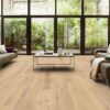Parkett Tarkett, Grace, Tamm White Canvas (valge) Plank, 1-lip, 2 külge mikrofaa 1 Tammeparkett Tarkett Grace White Canvas Plank elutoas