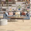 Parkett Tarkett, Shade, Saar Linen White (valge) TreS, 3-lip, peits ja Proteco N 1 Saareparkett Tarkett Shade Linen White TreS elutoas