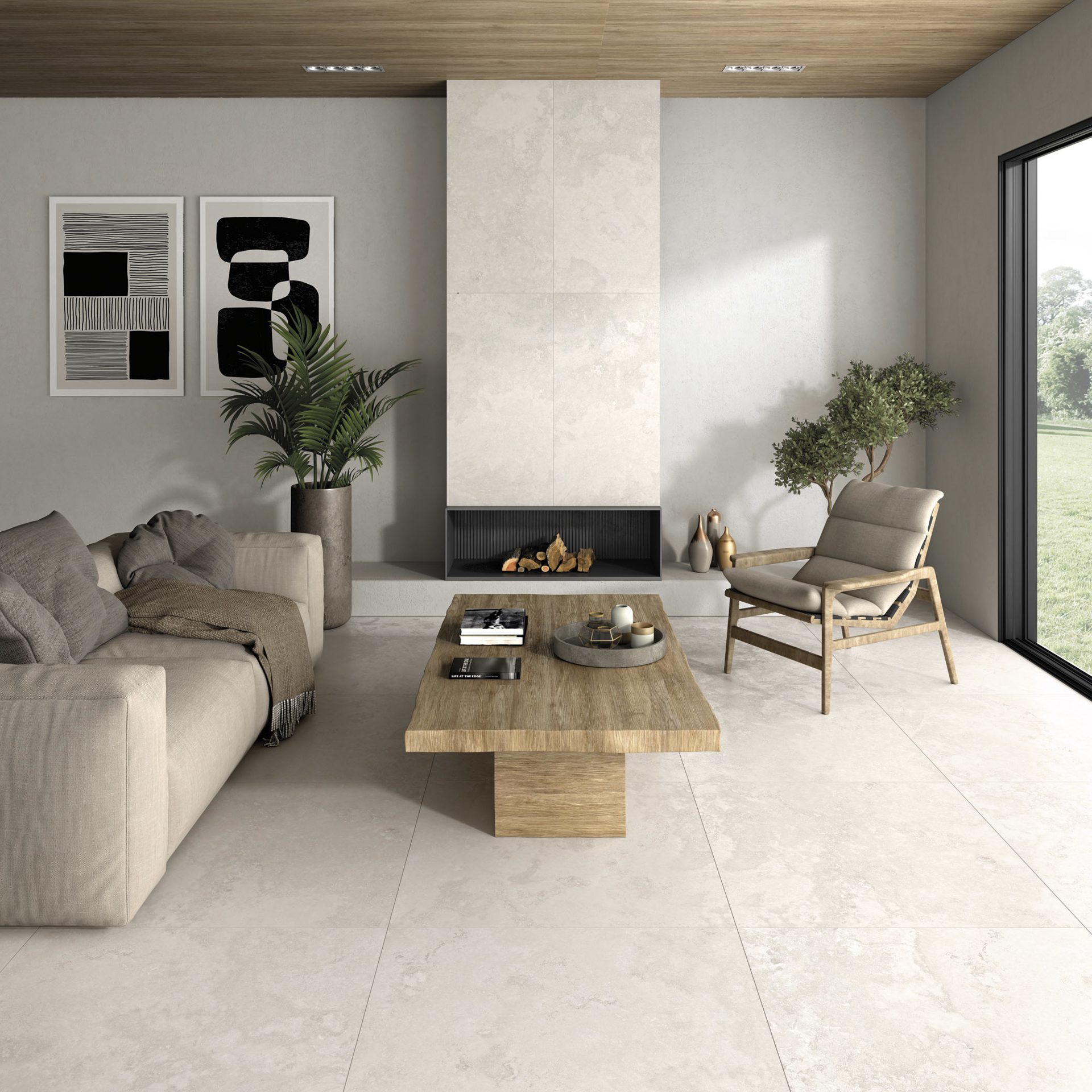 Матовая напольная плитка из керамогранита под камень Aurea Beige, 60x120 см, 10 мм, бежевый, R10 – 2