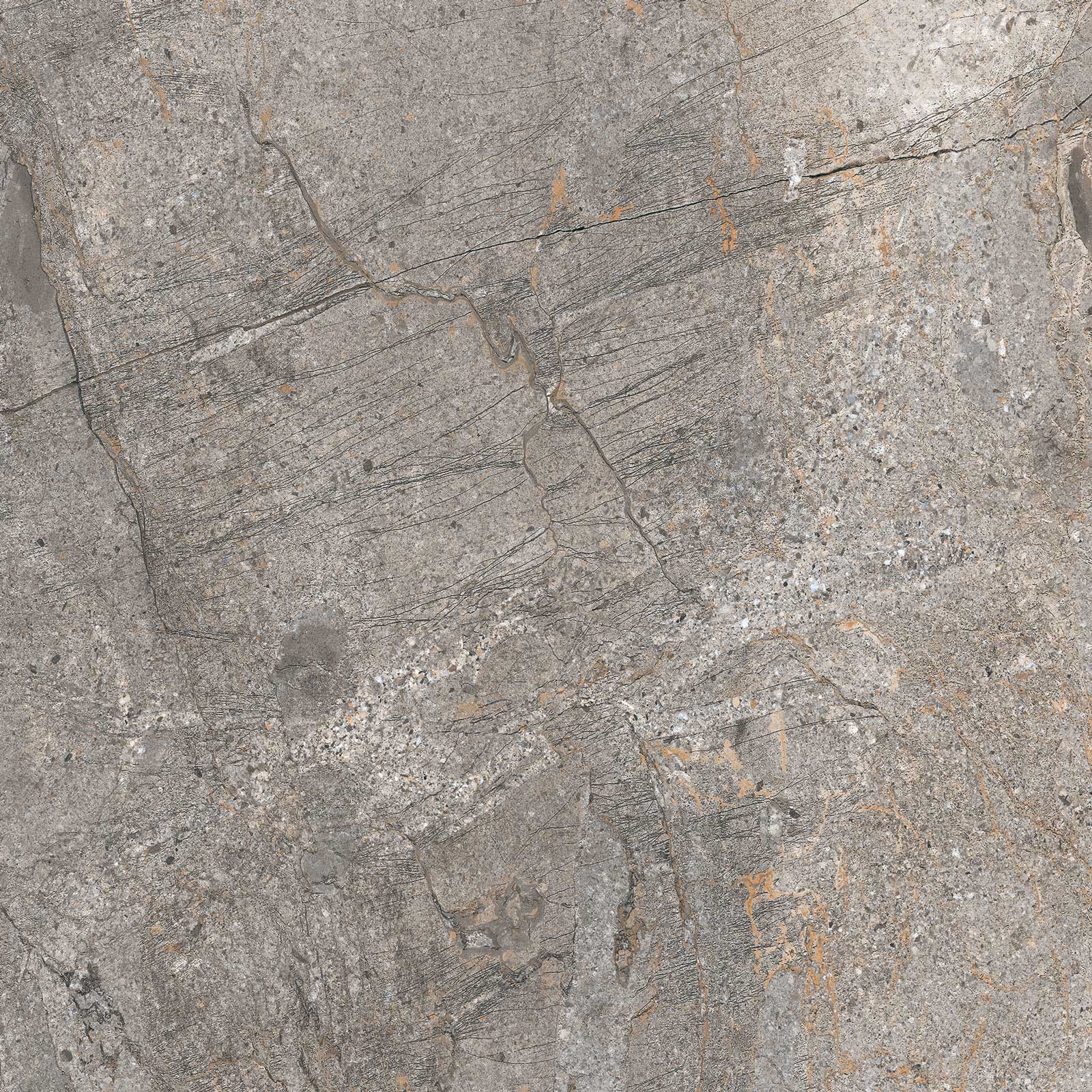 Полированная напольная плитка из керамогранита под камень Tau Mainstone Gray Pol, 60x60 см, серый, ректифицированная