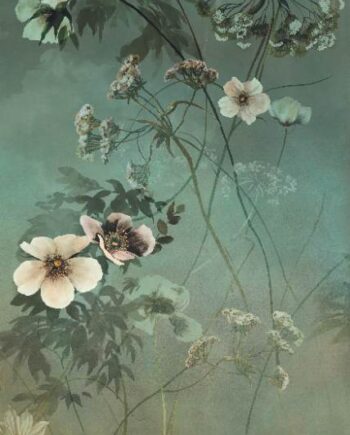 Крупноформатная декоративная плита с рисунком ABK Wide&Style Country Flowers Green B, 120x280 см, 6 мм, матовая