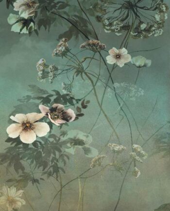 Крупноформатная декоративная плита с рисунком ABK Wide&Style Country Flowers Green B, 160x320 см, 6 мм, матовая