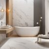 Сатинированная напольная плитка из керамогранита под мрамор Mistari White, 60×120 см, 8 мм, белый – фото 2 Сатинированная напольная плитка из керамогранита под мрамор Mistari White, 60x120 см, 8 мм, белый – 2