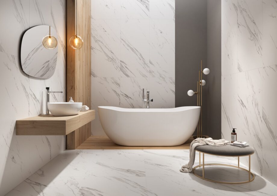 Сатинированная напольная плитка из керамогранита под мрамор Mistari White, 60×120 см, 8 мм, белый – фото 2 Сатинированная напольная плитка из керамогранита под мрамор Mistari White, 60x120 см, 8 мм, белый – 2