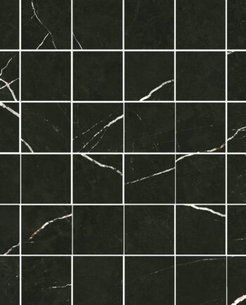 Матовая мозаичная плитка из керамогранита под мрамор Tau Elite Black 5x5, 30x30 см, чёрный