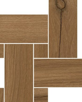 Мозаичная плитка из керамогранита под дерево Tau Loire Umber Legno, 22x22 см, умбра
