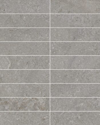 Мозаичная плитка из керамогранита под камень Tau Dorset Silver 3x15, 30x30 см, серебристо-серый