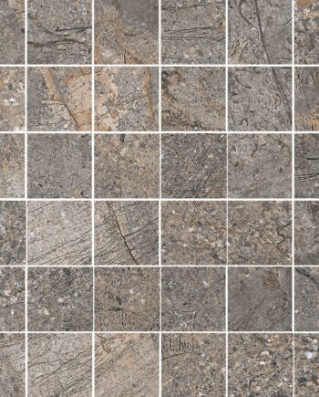 Мозаичная плитка из керамогранита под камень Tau Mainstone Gray 5x5 Pol, 30x30 см, серый