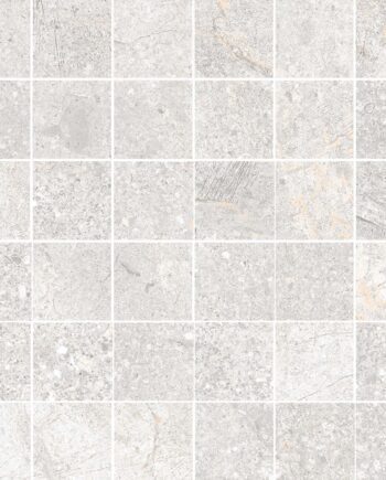 Мозаичная плитка из керамогранита под камень Tau Mainstone Silver 5x5, 30x30 см, серебристо-серый