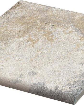 Напольная плитка из керамогранита под сланец с закруглённым краем (bullnose) Dune Ardesia Chiara Bullnose, 14,7x14,7 см, 8 мм, светлый кварцитово-серый, R12