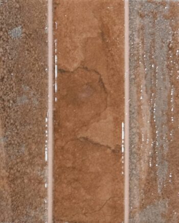 Напольная плитка из керамогранита с рельефом из трёх полос Dune Terraluz Teja, 14,7x14,7 см, 8 мм, кирпично-красный