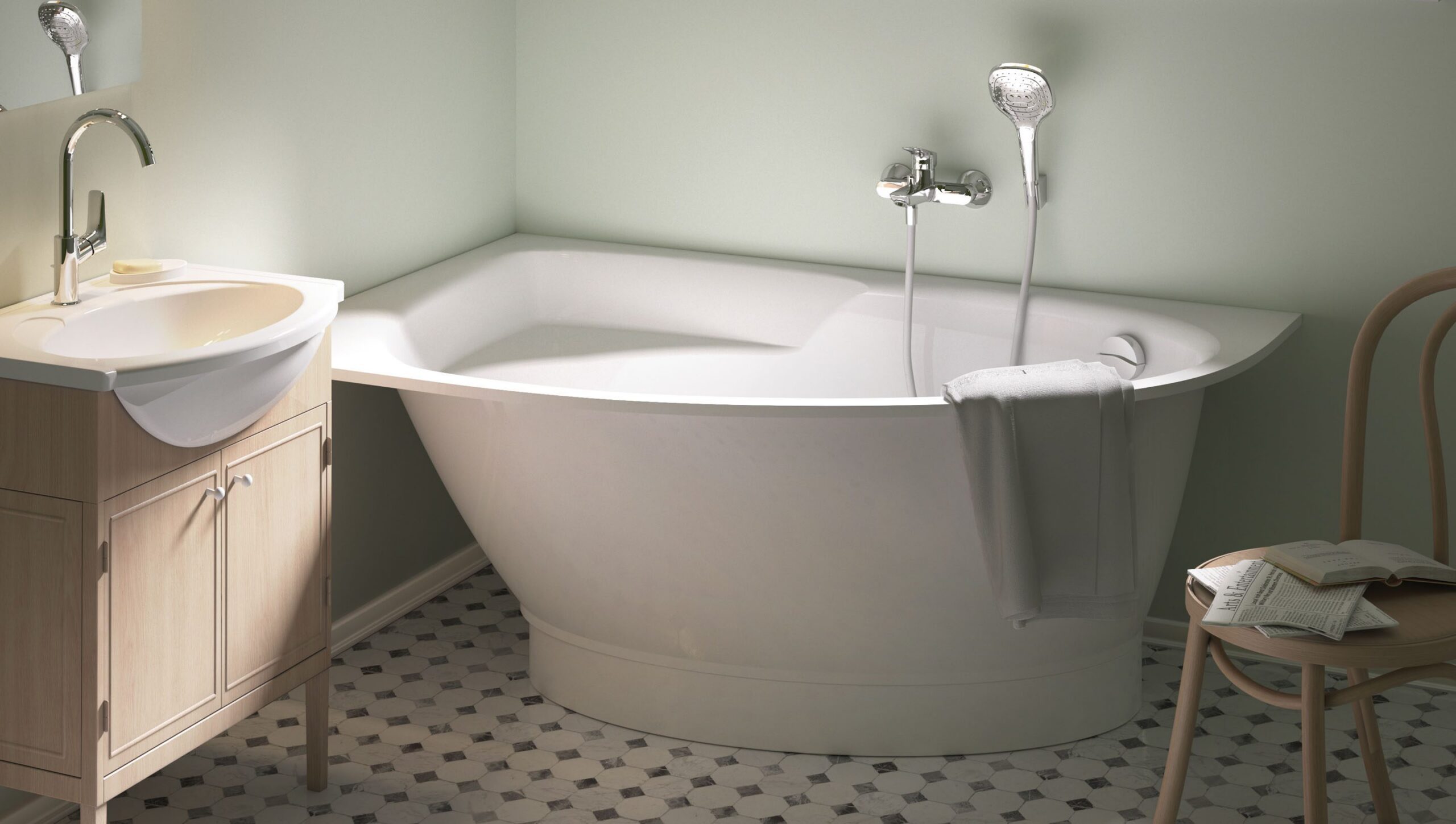 Угловая ванна PAA TRE 150 D 150x100 cm, литьевой камень – 2