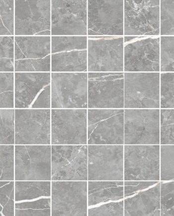 Полированная мозаичная плитка из керамогранита под мрамор Tau Elite Gray 5x5 Pol, 30x30 см, серый