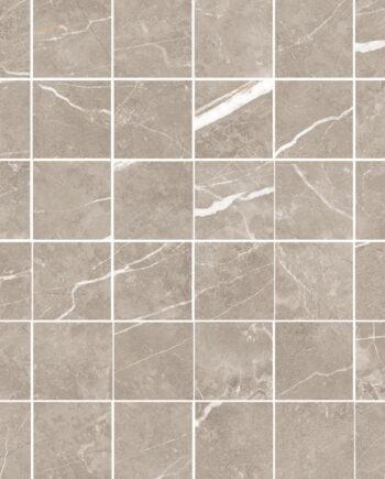 Полированная мозаичная плитка из керамогранита под мрамор Tau Elite Greige 5x5 Pol, 30x30 см, серо-бежевый