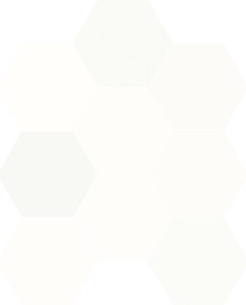 Шестигранная напольная плитка из керамогранита с вариацией оттенков Dune Chicago Exa White Cotton, 21,5x25 см, 9 мм, белый, R10