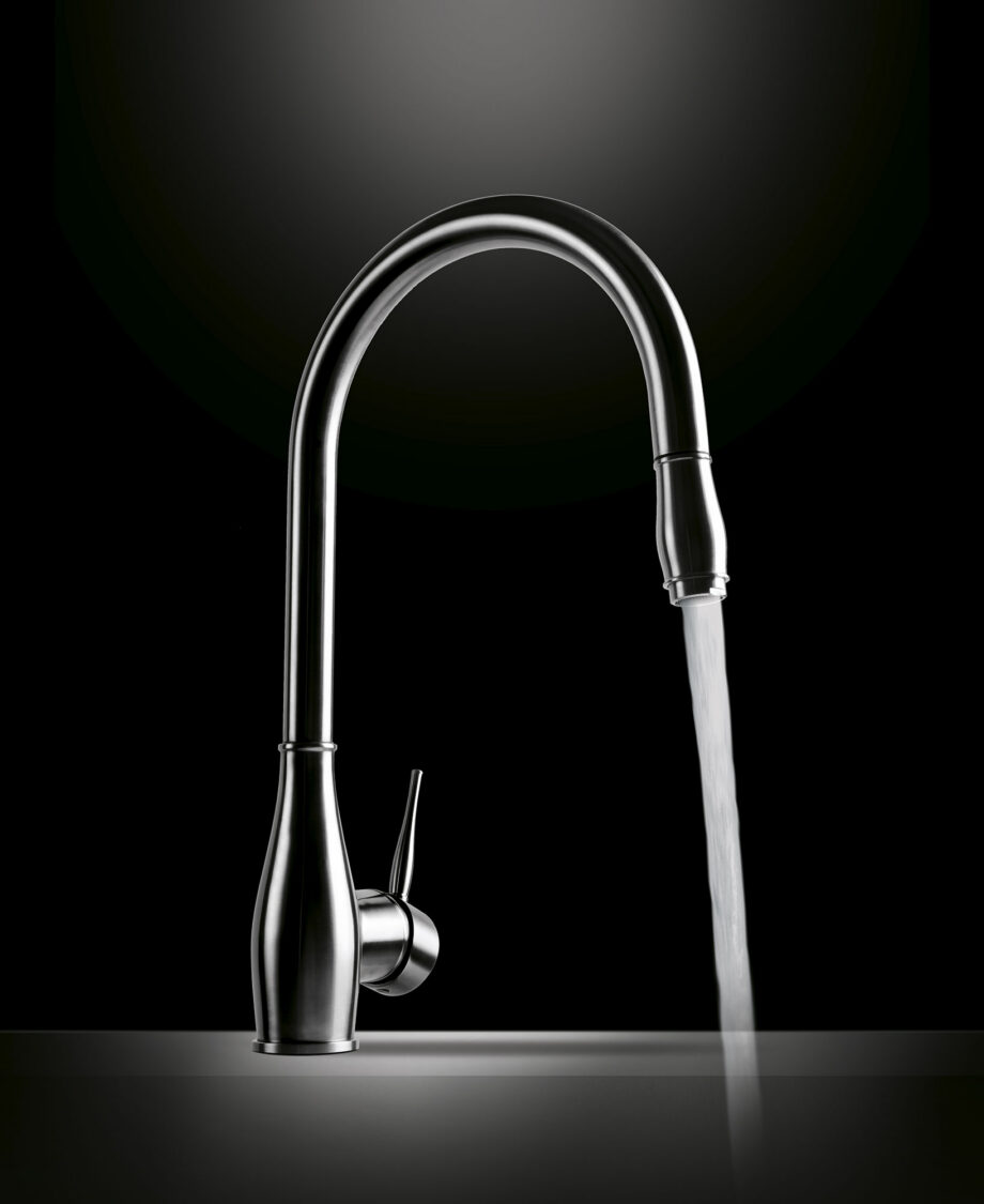 Смеситель для кухни Emmevi Tiffany 64167INES с выдвижной лейкой, нержавеющая сталь Смеситель для кухни Emmevi Tiffany 64167INES с выдвижной лейкой