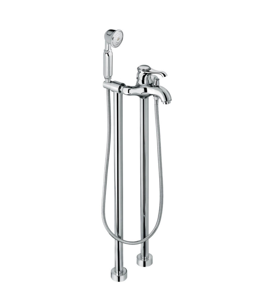 Смеситель для ванны на напольных стойках Emmevi Tiffany 600128 с ручным душем, хром Смеситель для ванны на напольных стойках Emmevi Tiffany 600128 с ручным душем