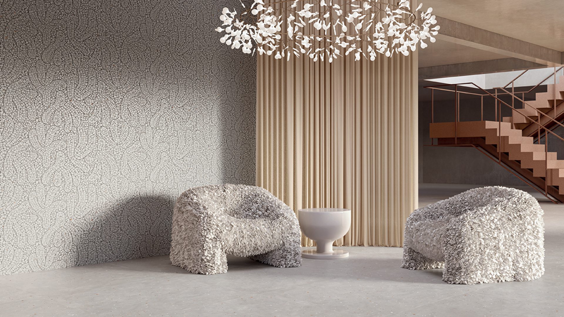 Крупноформатная плита под терраццо ABK Moooi Egg Scape Hay, 120x280 см, 6 мм, натуральная матовая – 2